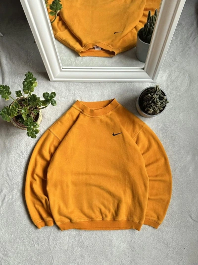 Pre-owned Nike X Vintage 90's Nike Vintage Basic Logo Streetwear Sweatshirt In Yellow