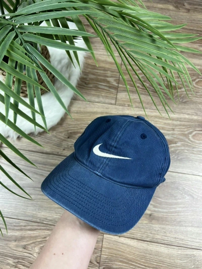 Pre-owned Nike X Vintage 90's Nike Vintage Central Swoosh Y2k Retro Cap Hat In Blue