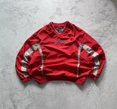 Pre-owned Nike X Vintage 90's Nike Vintage Nylon Center Swoosh Oversize Sweatshirt Y2k In Red