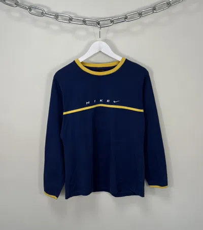 Pre-owned Nike X Vintage 90's Nike Y2k Big Embroidered Logo Light Sweatshirt In Blue