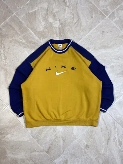 Pre-owned Nike X Vintage 90's Nike Y2k Streetwear Style Oversized Sweatshirt In Yellow