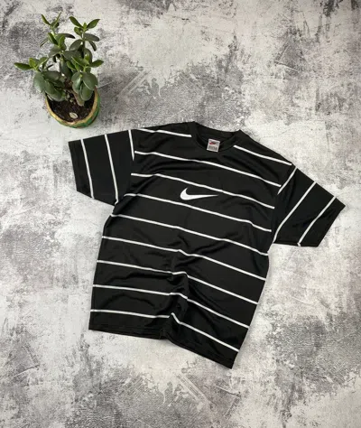 Pre-owned Nike X Vintage 90's Striped Centr Logo Nike T Shirt In Black