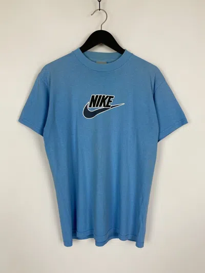 Pre-owned Nike X Vintage 90's Vintage Faded Nike Central Logo T-shirt In Blue