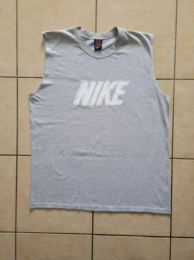 Pre-owned Nike X Vintage Big Logo Nike Tank Tops Made In Usa In Grey