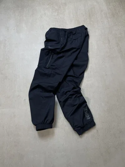 Pre-owned Nike X Vintage Drill Vintage Nike Cargo Parachute Nylon Track Pants In Black
