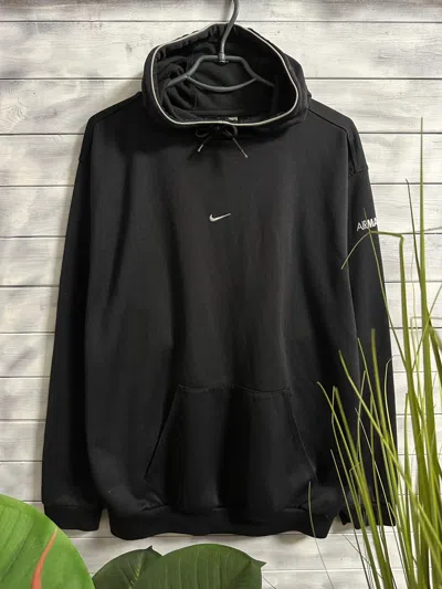 Pre-owned Nike X Vintage Hoodie Nike Centr Logo Small Swoosh Drill Y2k In Black