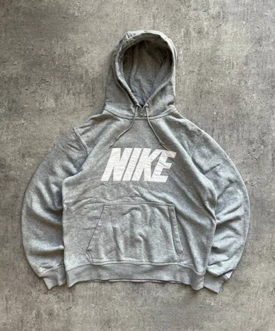 Pre-owned Nike X Vintage Hoodie Nike Vintage Central Logo 90's Style Drip In Grey