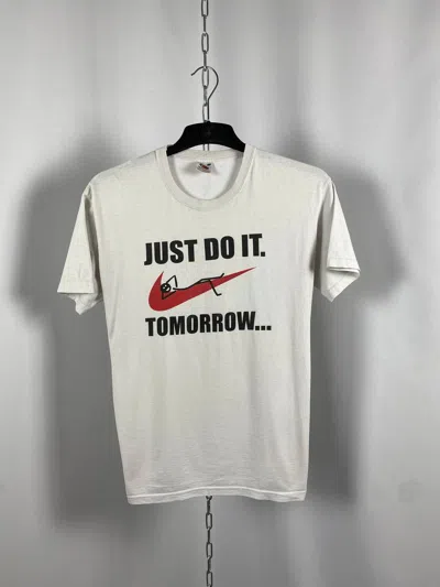 Pre-owned Nike X Vintage Just Do It Tomorrow Nike Humor Vintage T-shirts Size M In White