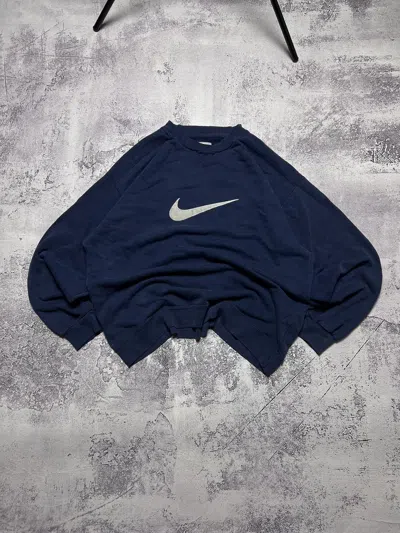 Pre-owned Nike X Vintage Men's Sweatshirt Nike Big Logo 90's In Blue