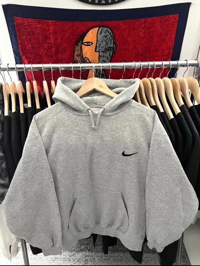 Pre-owned Nike X Vintage Nike 90's Grey Oversized Swoosh Logo Hoodie