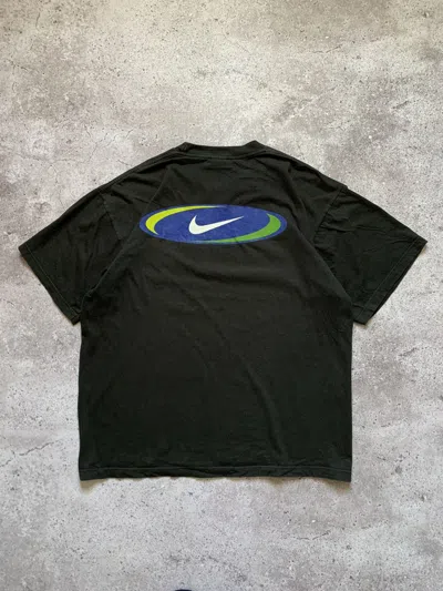 Pre-owned Nike X Vintage Nike 90's Vintage Big Logo Big Foot Oversize Tshirt Tee Y2k In Faded Black