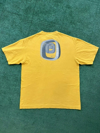 Pre-owned Nike X Vintage Nike Abstract "backroom" Center Logo Y2k Japan Tee In Yellow