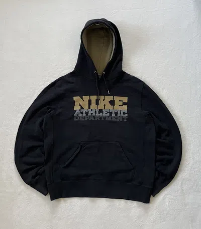 Pre-owned Nike X Vintage Nike Athletic Department Y2k Retro Big Logo Hoodie 90's In Black
