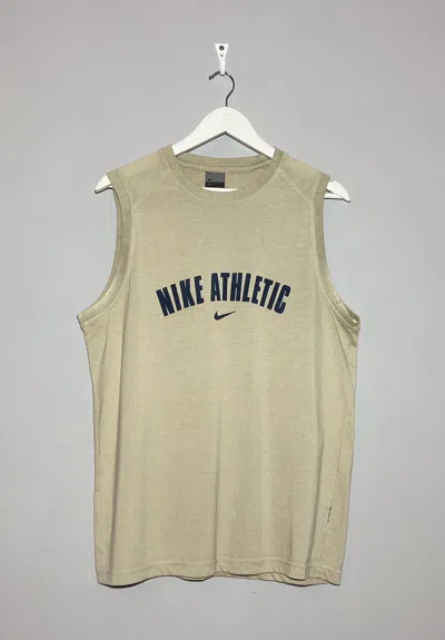 Pre-owned Nike X Vintage Nike Athletic Y2k Hype Streetwear Style Tank Top In Beige