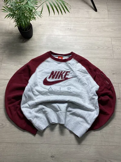 Pre-owned Nike X Vintage Nike Big Center Logo Embroidered Oversize Sweatshirt In Grey