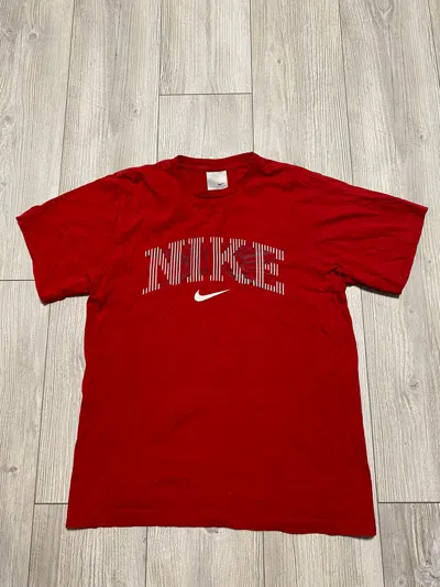 Pre-owned Nike X Vintage Nike Big Logo Red T-shirt Swoosh Drill Y2k