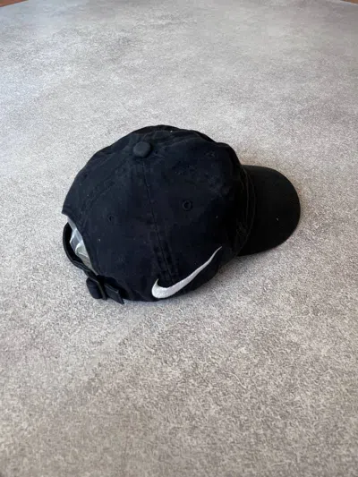 Pre-owned Nike X Vintage Nike Big Swoosh Cap Y2k Os In Black