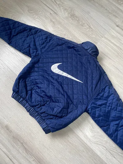 Pre-owned Nike X Vintage Nike Bomber Jacket Big Logo In Blue