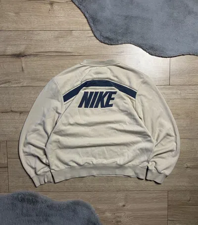 Pre-owned Nike X Vintage Nike Boxy Big Logo Drill Y2k Vintage Sweatshirt In Beige