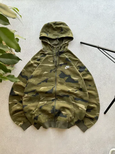 Pre-owned Nike X Vintage Nike Camo Military Hoodie In Camou Green