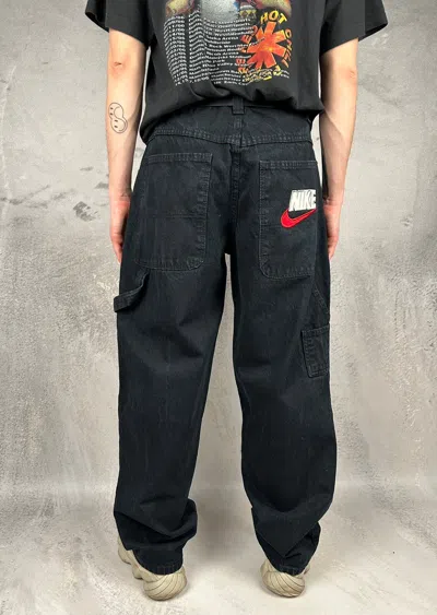 Pre-owned Nike X Vintage Nike Carpenter Baggy Denim Pants Ultra 90's Usa In Black