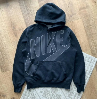 Pre-owned Nike X Vintage Nike Center Logo Big Swoosh Hoodie Pullover In Dark Grey