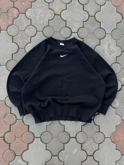 Pre-owned Nike X Vintage Nike Center Swoosh Oversized Boxy Sweatshirt Y2k Usa In Black