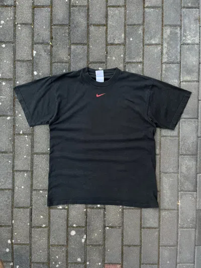 Pre-owned Nike X Vintage Nike Center Swoosh Washed T-shirt Y2k Japan Style In Washed Black