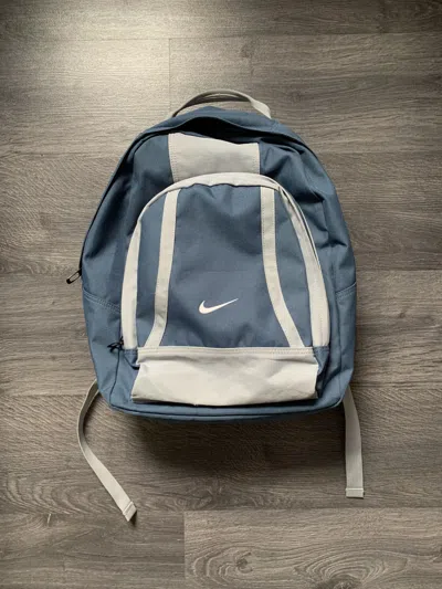 Pre-owned Nike X Vintage Nike Central Swoosh Vintage Y2k Backpack 90's In Blue