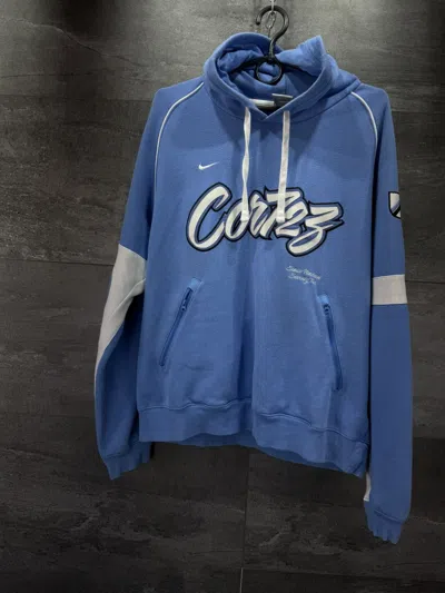Pre-owned Nike X Vintage Nike Cortez Men's Hoodie 90's Big Logo Size M In Blue
