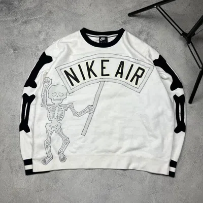 Pre-owned Nike X Vintage Nike Custom Skeleton Big Logo Oversized Sweatshirt In White