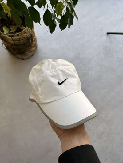 Pre-owned Nike X Vintage Nike Dry Fit Y2k Drill Cap In White