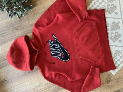 Pre-owned Nike X Vintage Nike Embroidered Big Center Swoosh Hoodie In Red