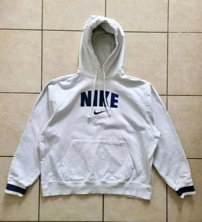Pre-owned Nike X Vintage Nike Embroidered Big Logo Hoodie In White