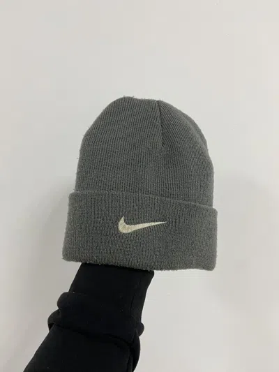 Pre-owned Nike X Vintage Nike Hat Vintage Beanie Small Embroidered Swoosh Logo In Grey