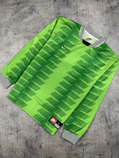 Pre-owned Nike X Vintage Nike Long Sleeve Soccer Jersey Blokecore 90's In Green