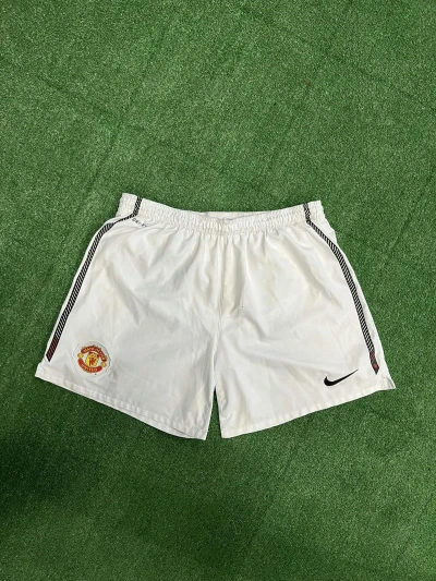 Pre-owned Nike X Vintage Nike Manchester United Drill Y2k Football Shorts In White