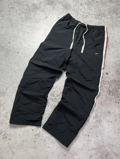 Pre-owned Nike X Vintage Nike Nylon Trackpants Y2k Style Drill In Black