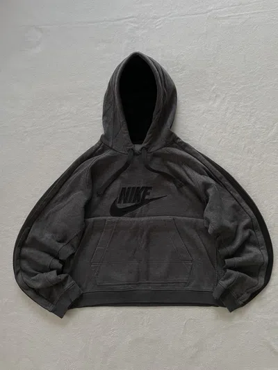 Pre-owned Nike X Vintage Nike Retro Y2k 90's Swoosh Big Logo Hoodie In Grey