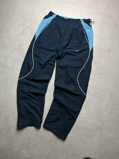 Pre-owned Nike X Vintage Nike Shox Baggy Nylon Trackpants Y2k M In Bleu