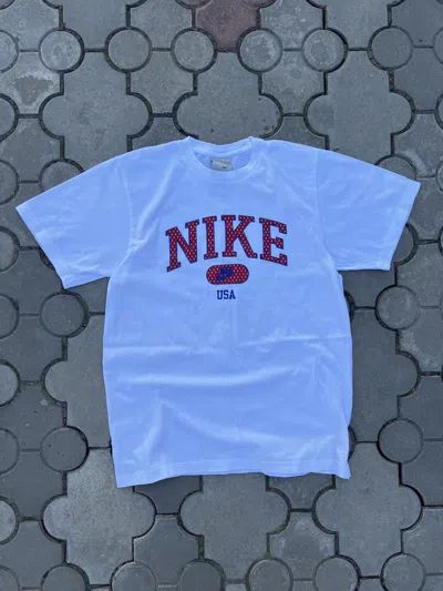 Pre-owned Nike X Vintage Nike Spell Out Big Logo Tee Y2k Usa In White