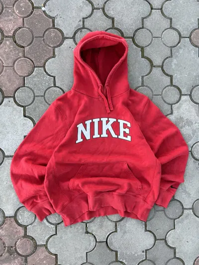 Pre-owned Nike X Vintage Nike Spell Out Hoodie Usa Style In Red