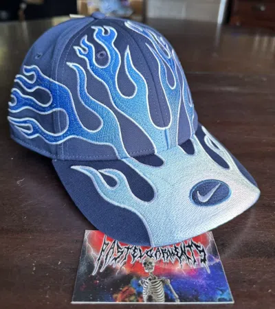 Pre-owned Nike X Vintage Nike Structured Og Flame Club Cap Blue M/l