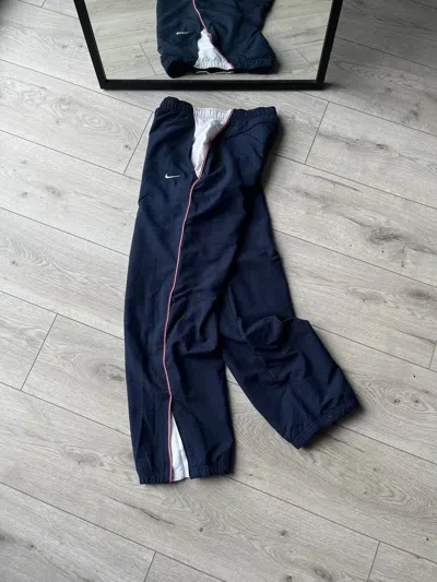 Pre-owned Nike X Vintage Nike Swoosh Baggy Trackpants Y2k 30 In Bleu