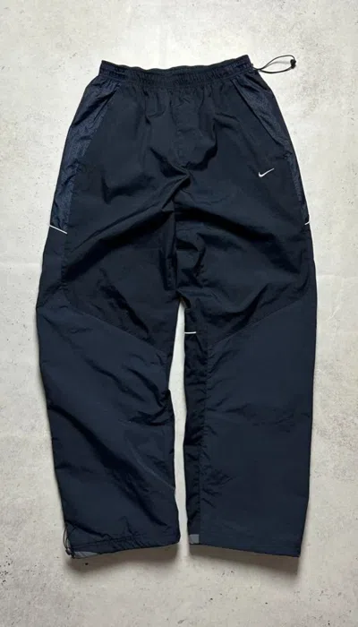Pre-owned Nike X Vintage Nike Swoosh Nylon Baggy Trackpants Y2k L In Bleu