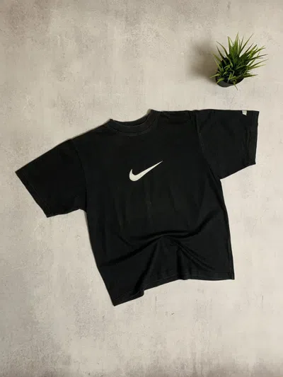 Pre-owned Nike X Vintage Nike T Shirt Big Swoosh Distressed Baggy Crazy 90's In Black
