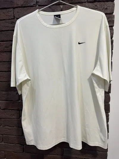 Pre-owned Nike X Vintage Nike T Shirt Dri-fit Y2k Swoosh Drill Oversized In White