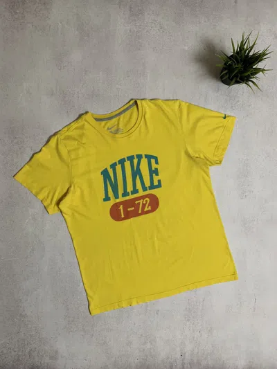 Pre-owned Nike X Vintage Nike T Shirt Tee Baggy Big Logo Y2k 90's Distressed In Yellow