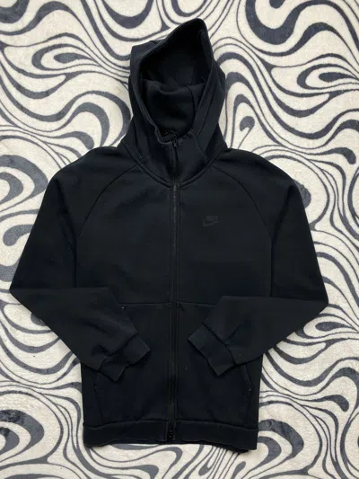 Pre-owned Nike X Vintage Nike Tech Fleece Nylon Back Mens Zip Hoodie In Black
