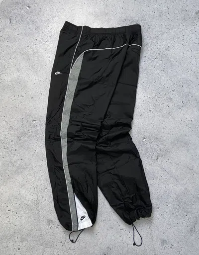Pre-owned Nike X Vintage Nike Track Nylon Drill Pants Vintage Swoosh Y2k In Black